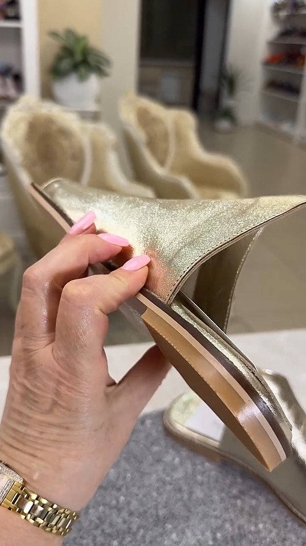 Stylish Gold Soft Leather Slippers