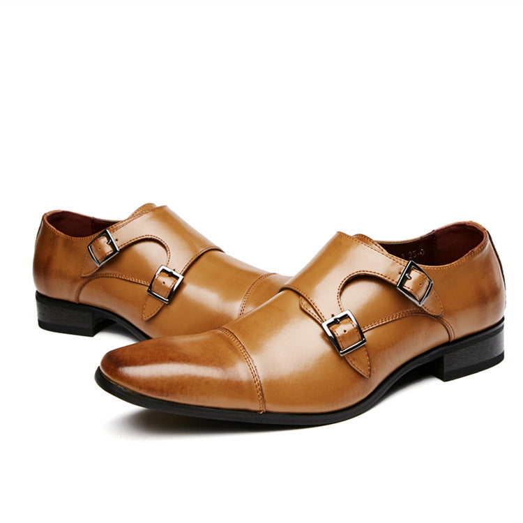 men's double monk formal shoes