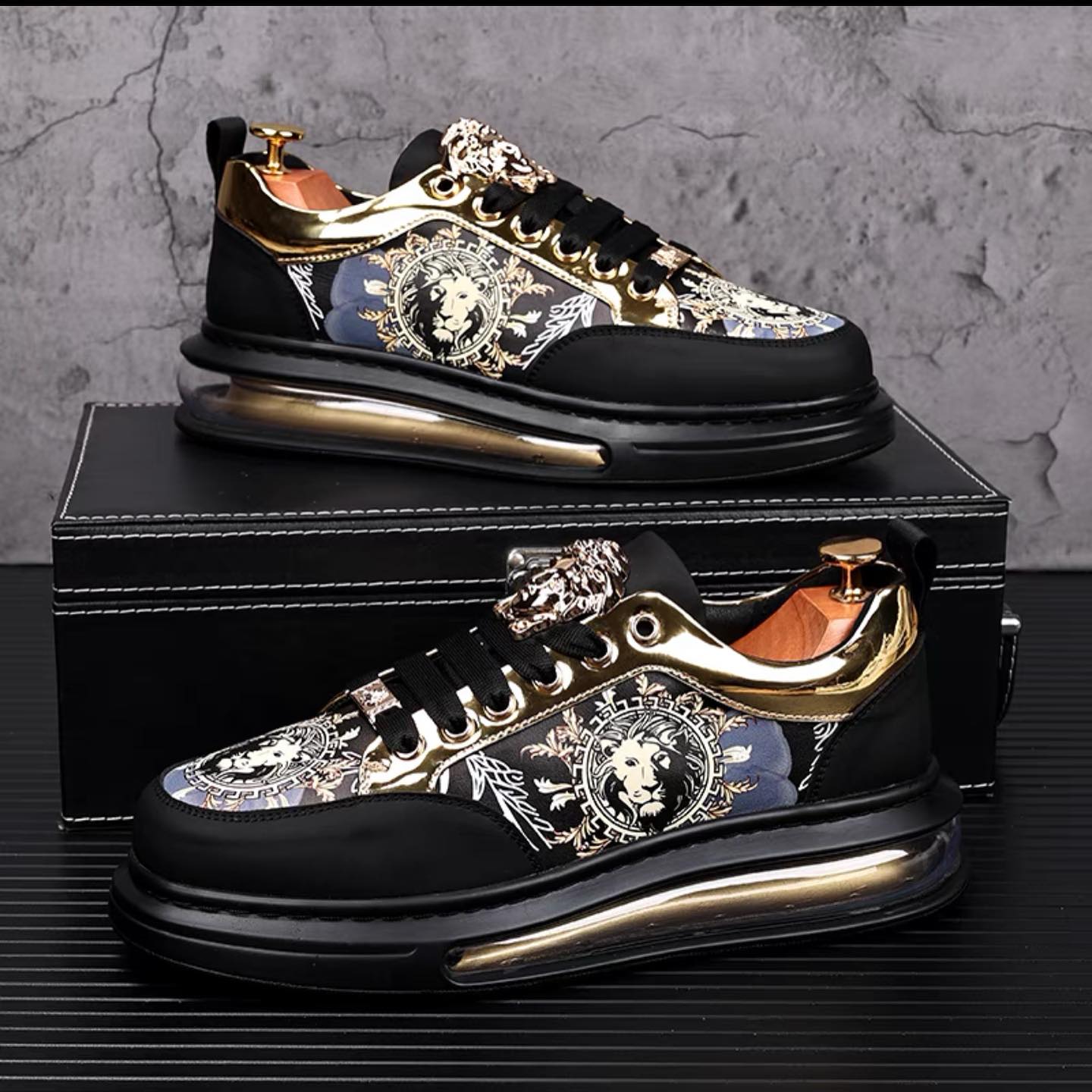 Trendy print platform cushion heightened men's versatile casual shoes