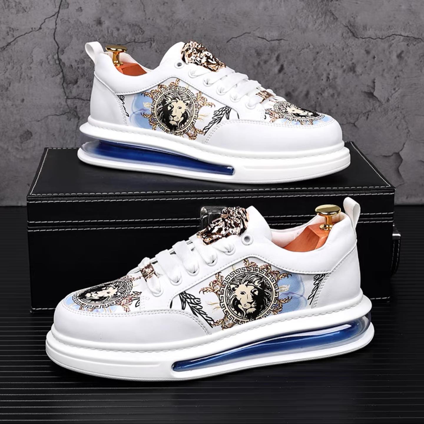 Trendy print platform cushion heightened men's versatile casual shoes