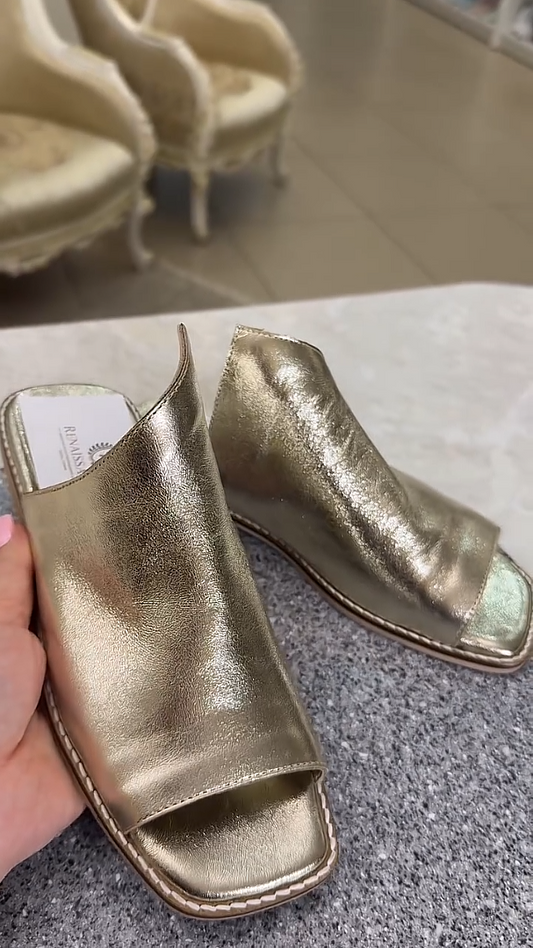 Stylish Gold Soft Leather Slippers