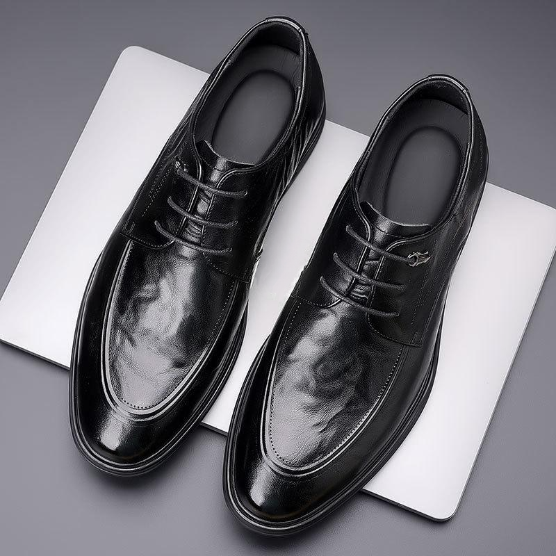 Cowhide business comfortable lace-up men's leather shoes