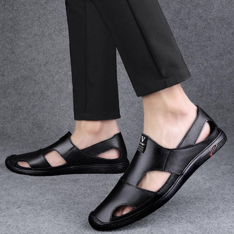 New men's casual breathable beach cowhide sandals