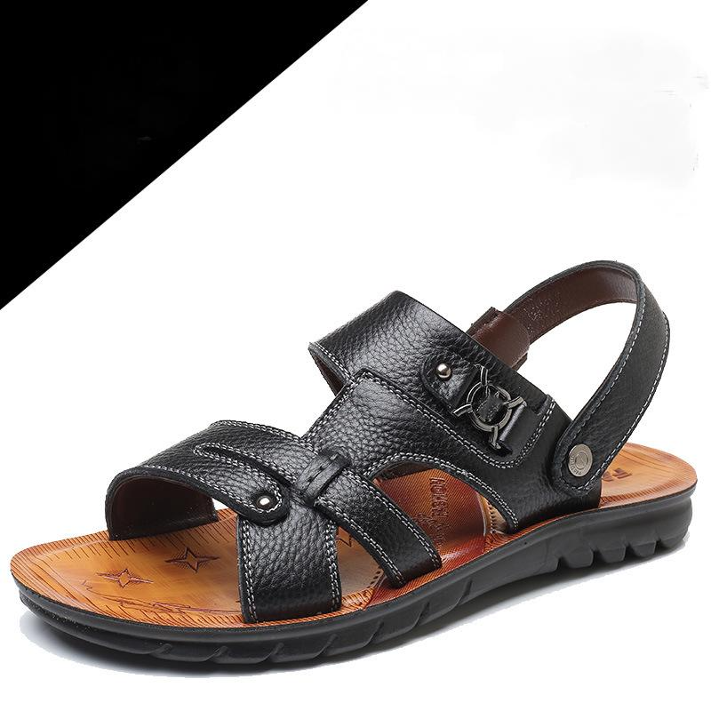 Summer new genuine leather non-slip cowhide men's beach sandals