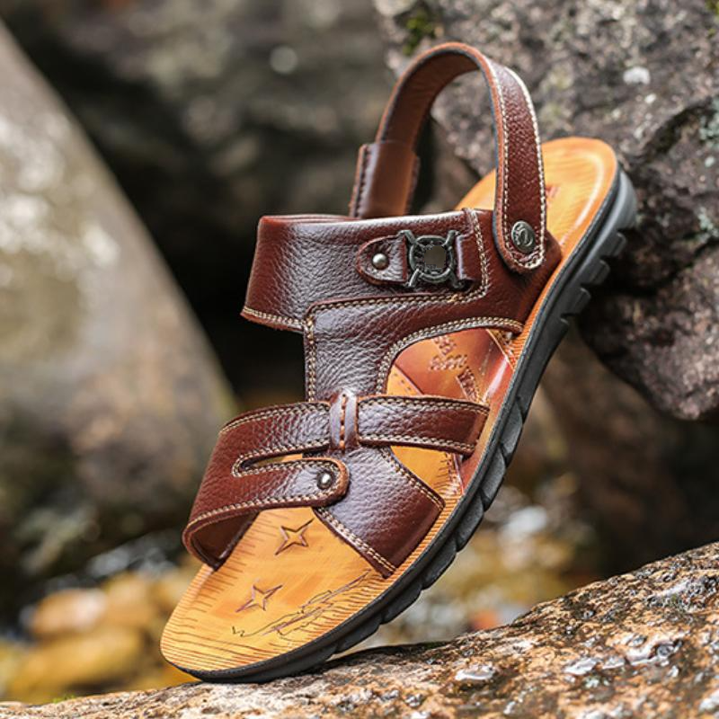 Summer new genuine leather non-slip cowhide men's beach sandals