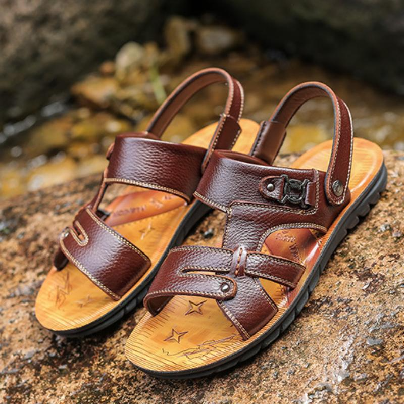 Summer new genuine leather non-slip cowhide men's beach sandals