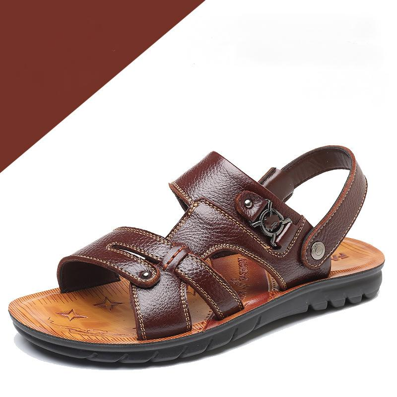 Summer new genuine leather non-slip cowhide men's beach sandals