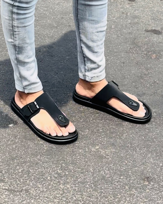 Stylish cowhide men's flip flops