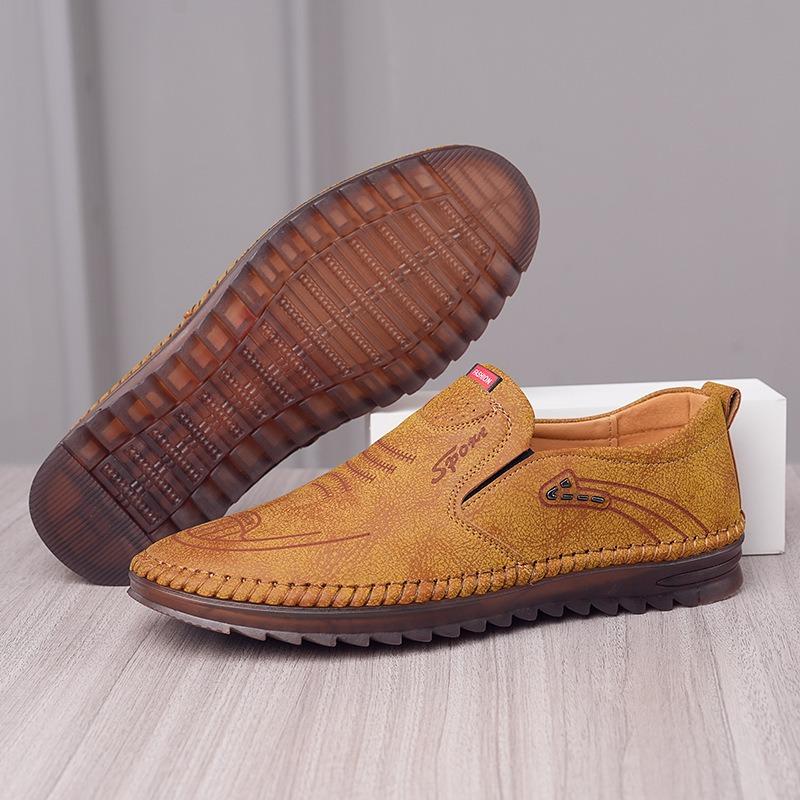 Trendy soft leather men's non-slip and wear-resistant cowhide casual shoes