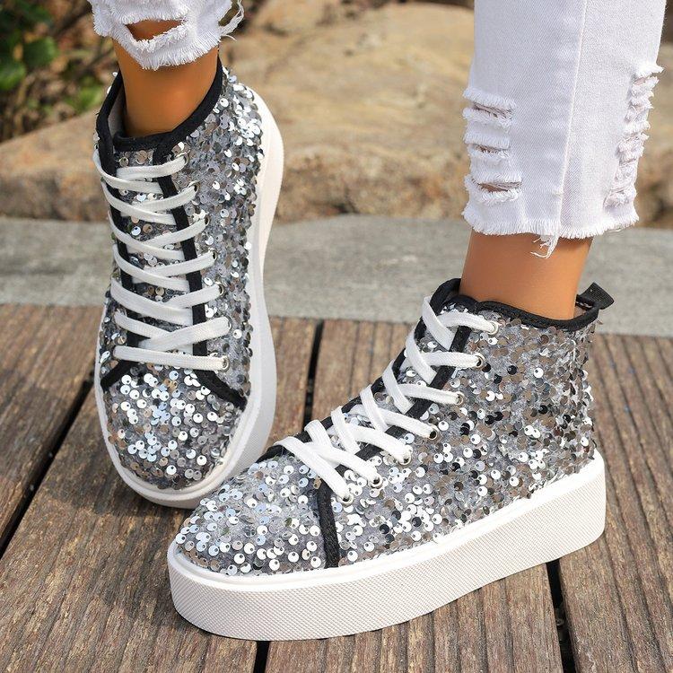 Stylish new sequined thick-soled sports ankle boots