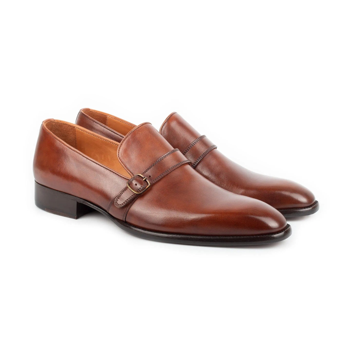 Classic Men's Buckled Leather Monk Shoes