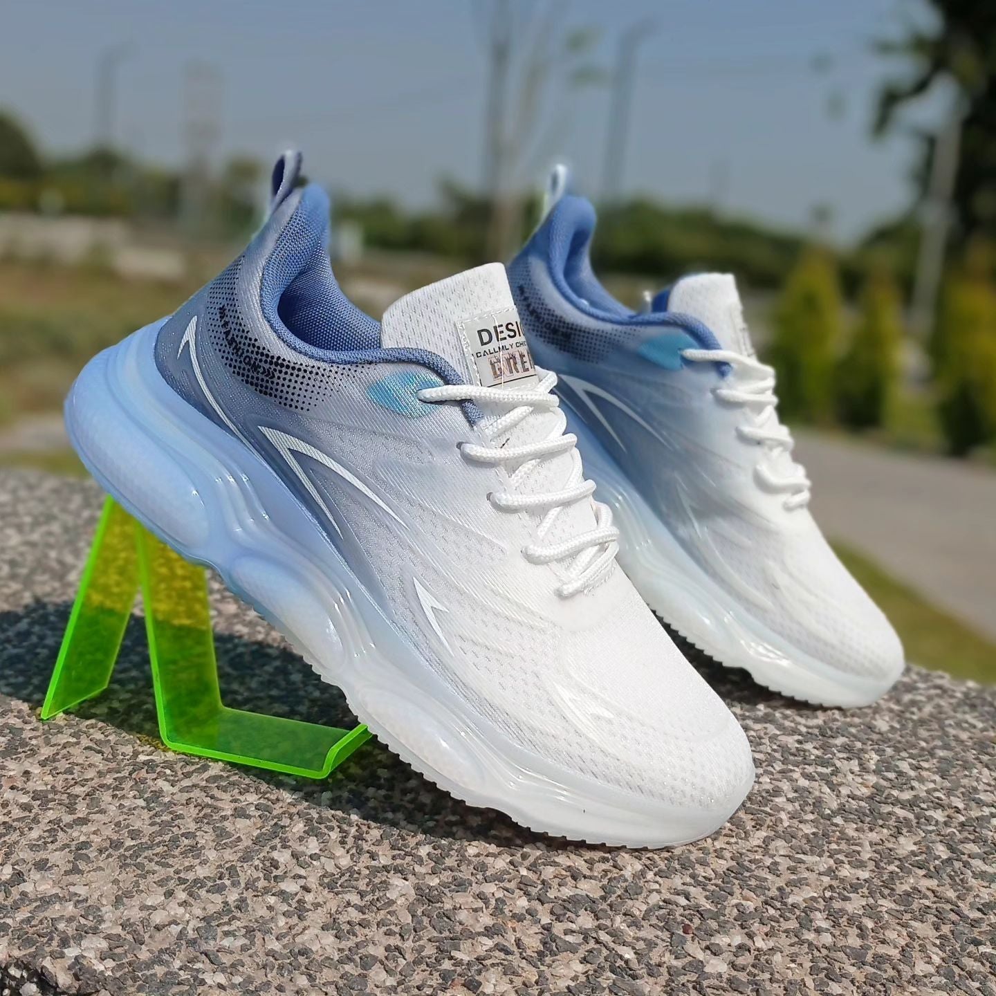 Stylish crystal thick sole gradient sneakers