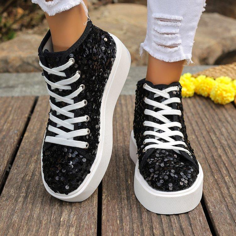 Stylish new sequined thick-soled sports ankle boots