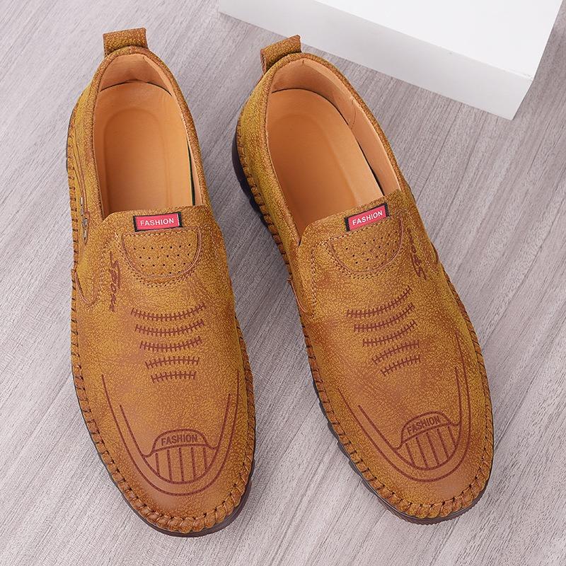 Trendy soft leather men's non-slip and wear-resistant cowhide casual shoes