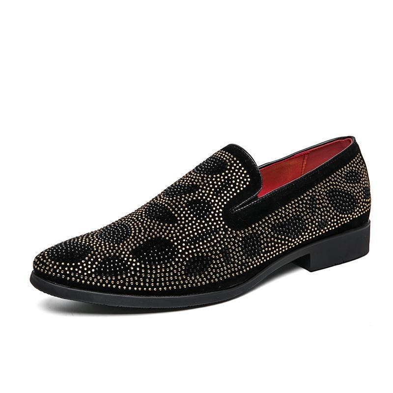 Stylish shiny rhinestone leather loafers