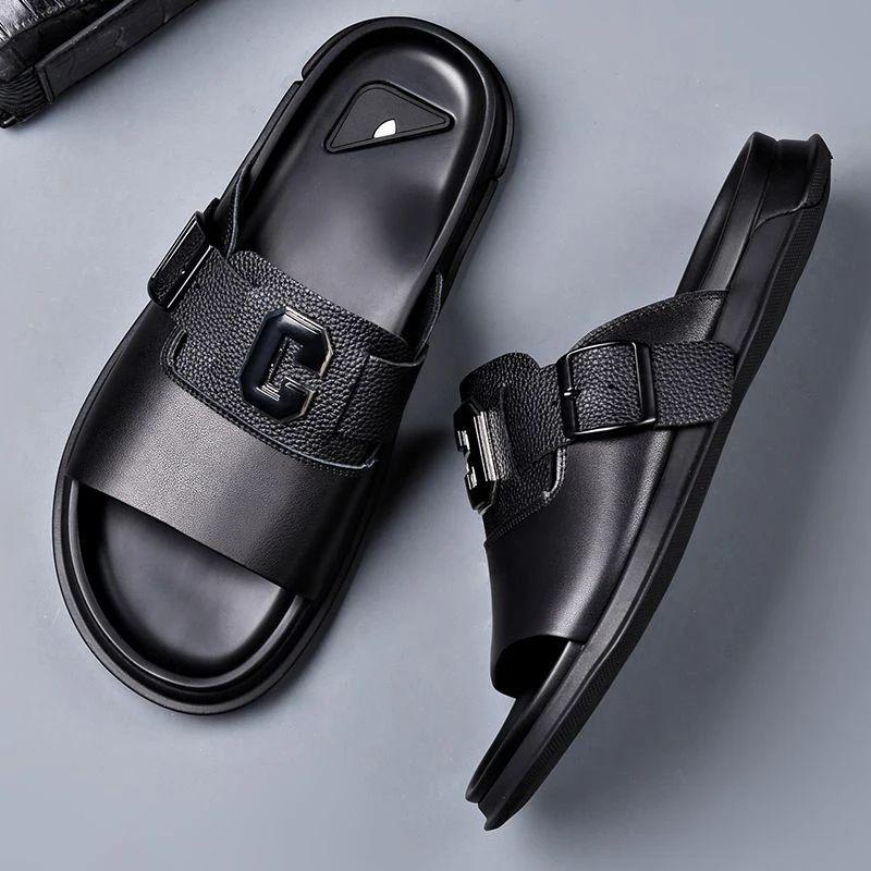 New trendy anti-slip and wear-resistant cowhide sandals