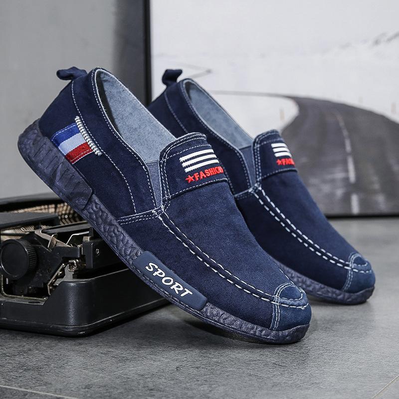 Trendy men's casual breathable denim canvas shoes