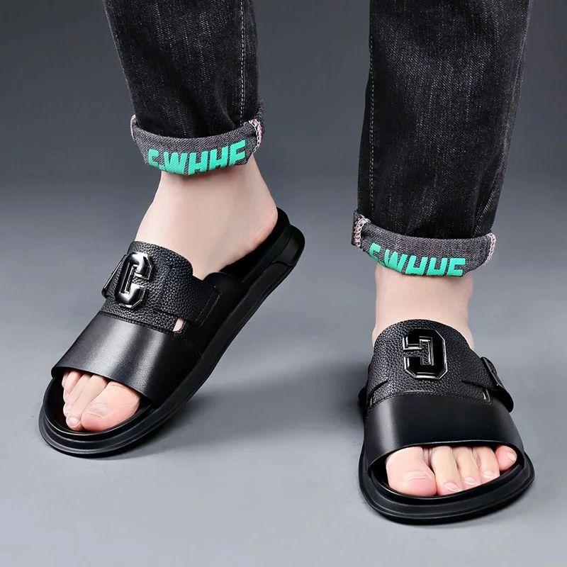 New trendy anti-slip and wear-resistant cowhide sandals