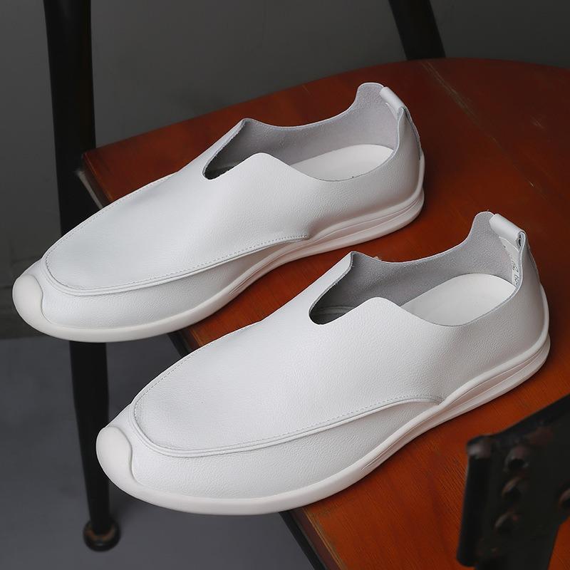 Trendy soft leather breathable slip-on genuine leather casual loafers