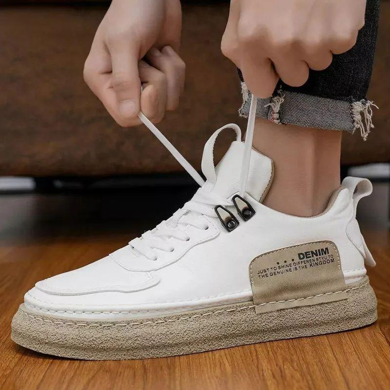 Trendy casual soft-soled genuine leather sneakers