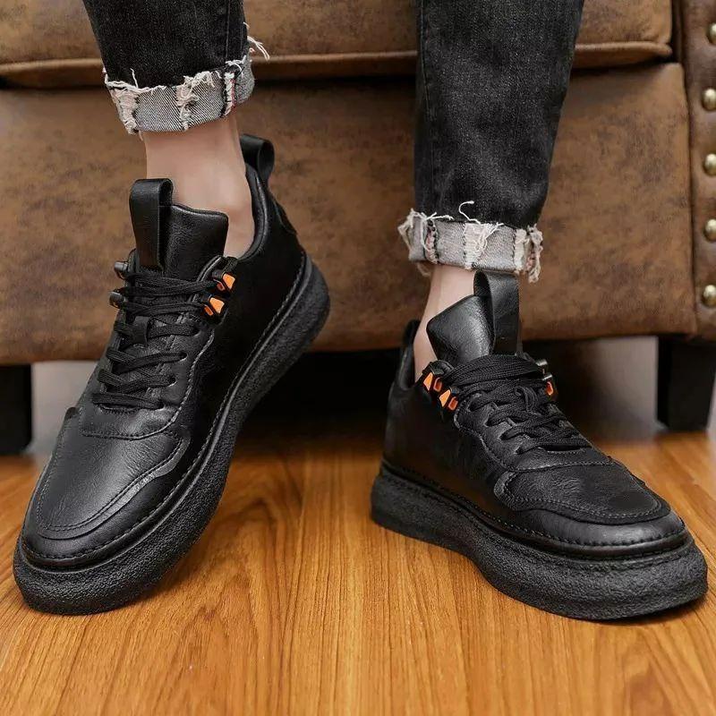 Trendy casual soft-soled genuine leather sneakers