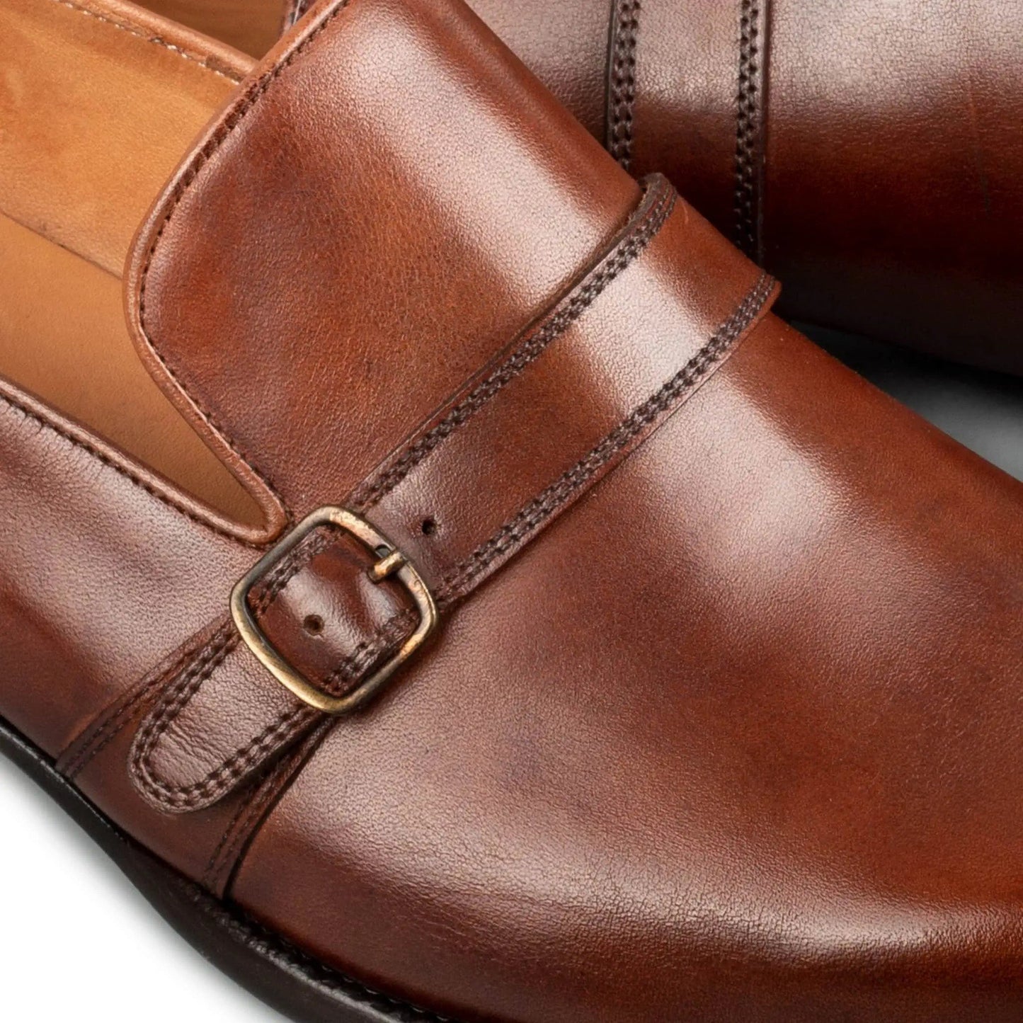 Classic Men's Buckled Leather Monk Shoes