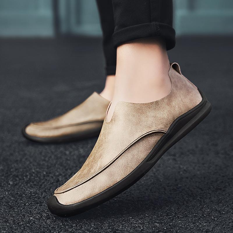 Trendy soft leather breathable slip-on genuine leather casual loafers