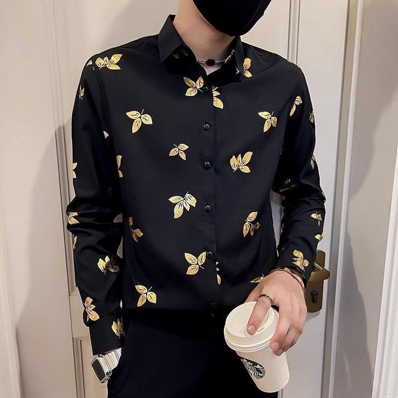 Trendy printed stretch long-sleeved shirt