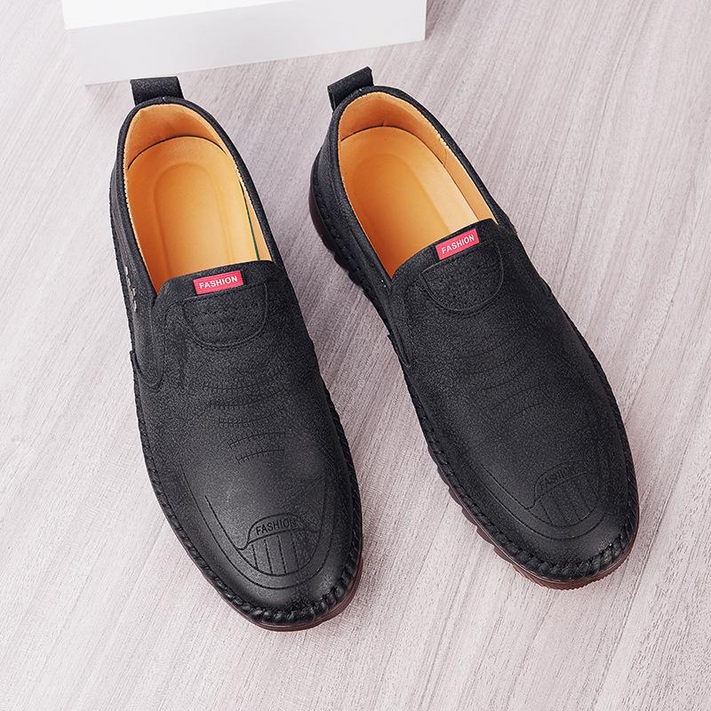 Trendy soft leather men's non-slip and wear-resistant cowhide casual shoes