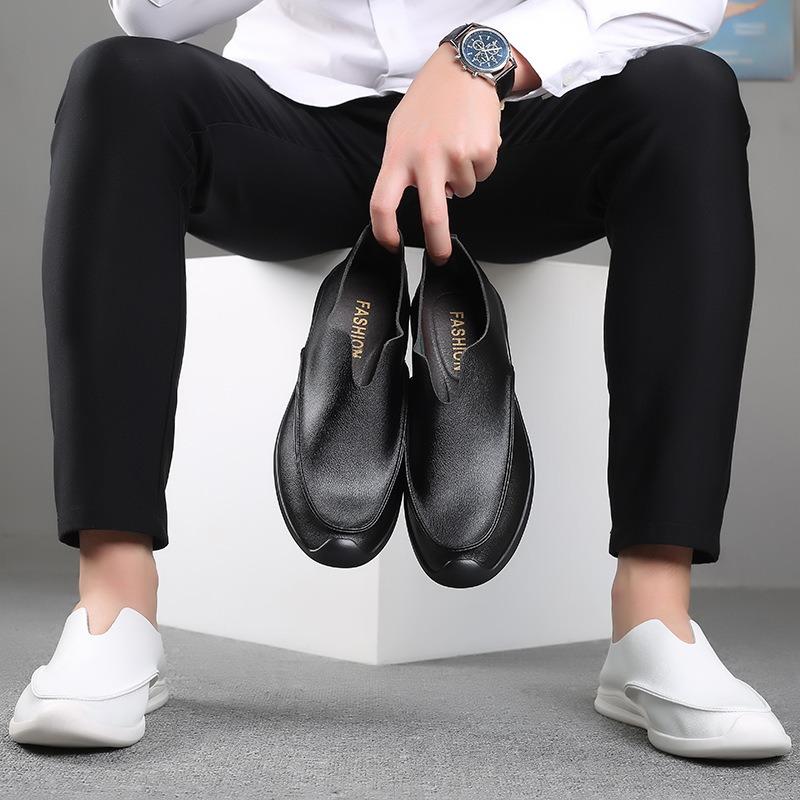 Trendy soft leather breathable slip-on genuine leather casual loafers