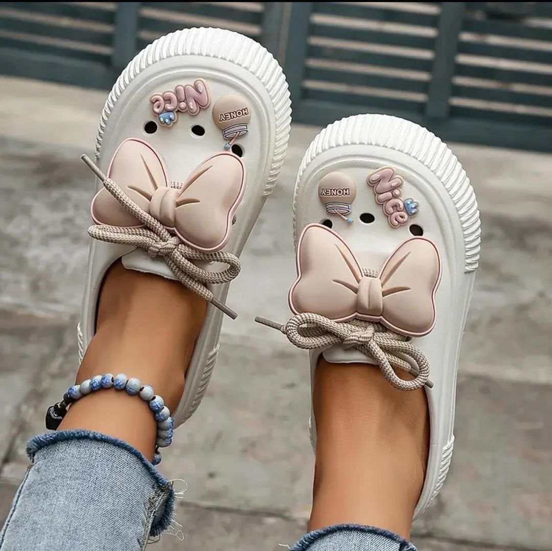 Stylish bow summer new thick-soled non-slip slippers