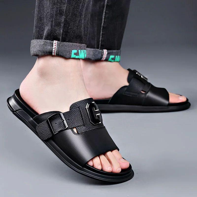 New trendy anti-slip and wear-resistant cowhide sandals