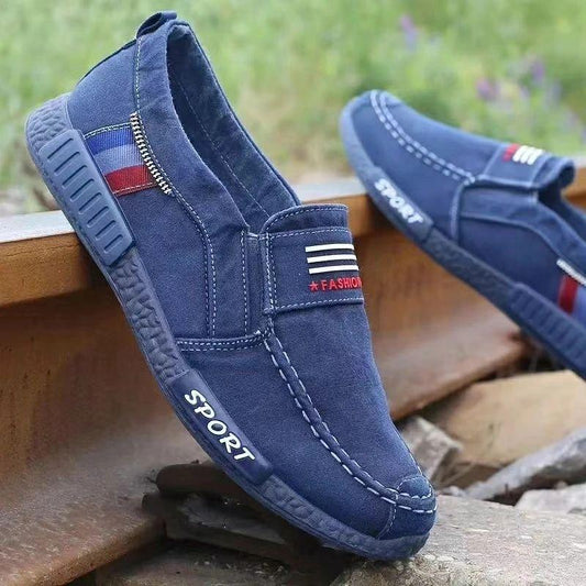 Trendy men's casual breathable denim canvas shoes