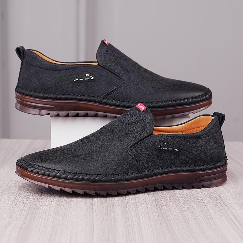 Trendy soft leather men's non-slip and wear-resistant cowhide casual shoes