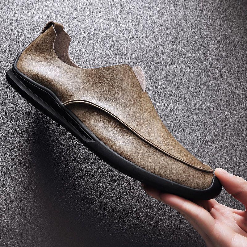 Trendy soft leather breathable slip-on genuine leather casual loafers