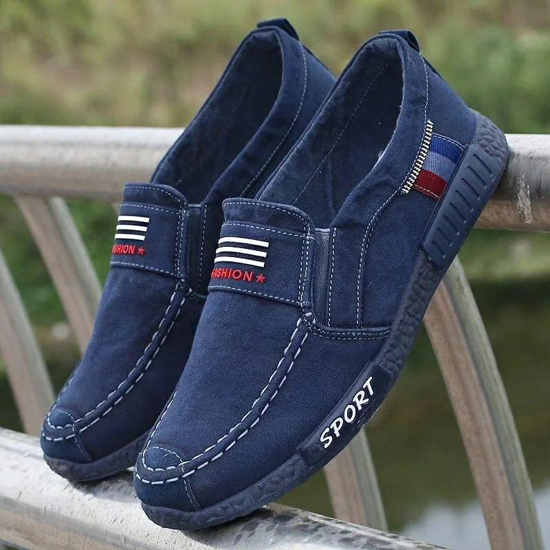 Trendy men's casual breathable denim canvas shoes