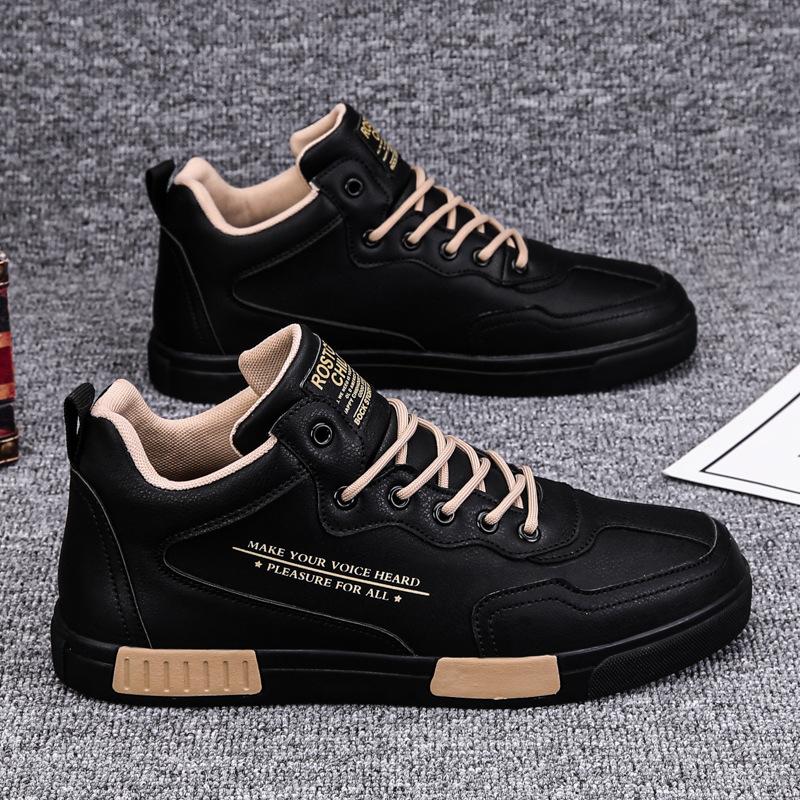 New breathable leather waterproof casual sports mid-top shoes