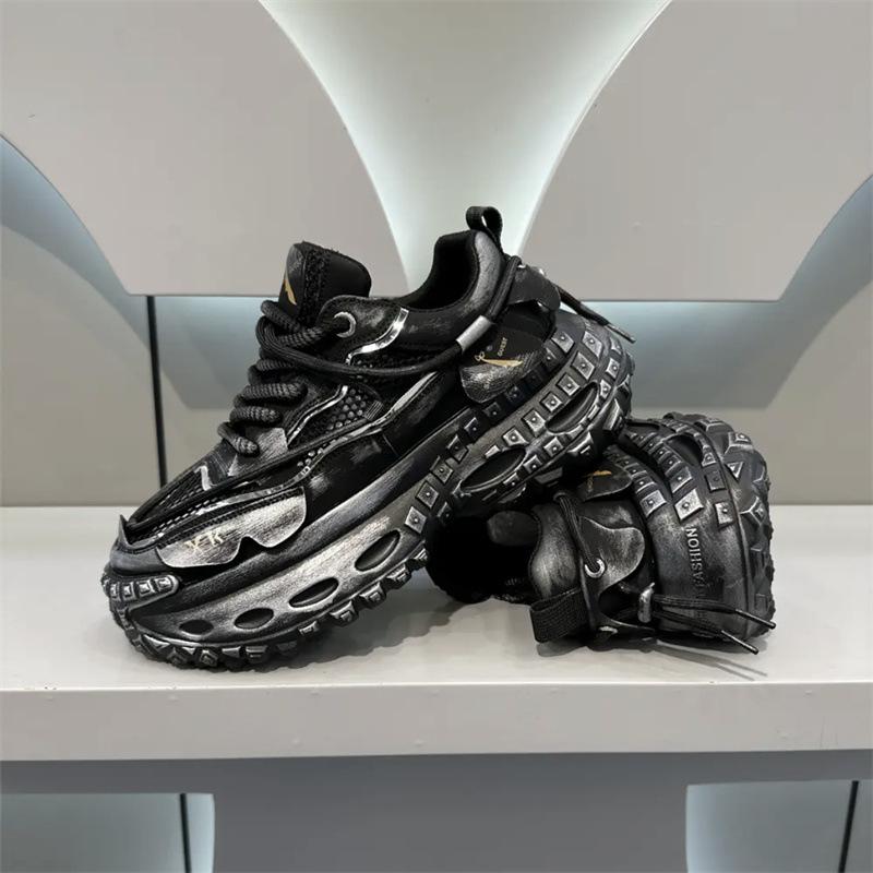 Trendy new thick-soled breathable mesh retro sneakers