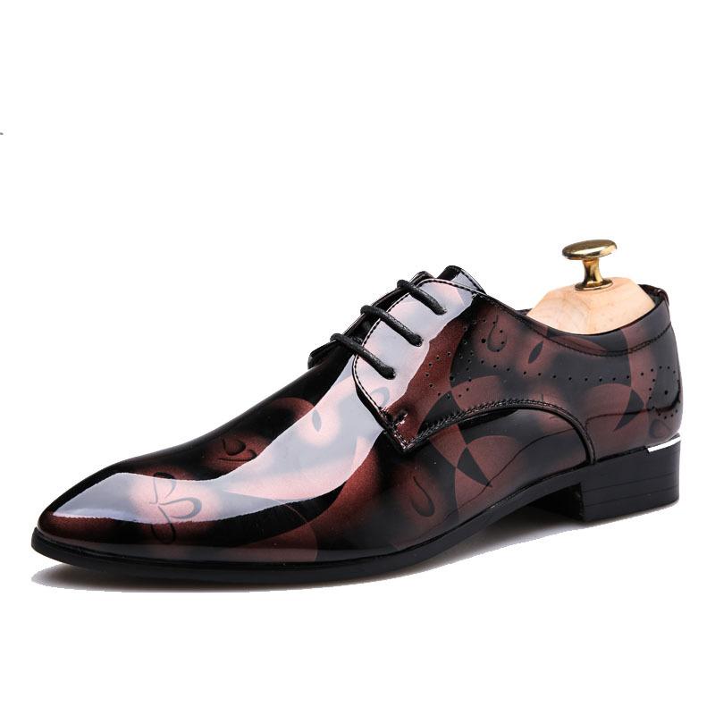 Trendy new bright leather lace-up men's business leather shoes