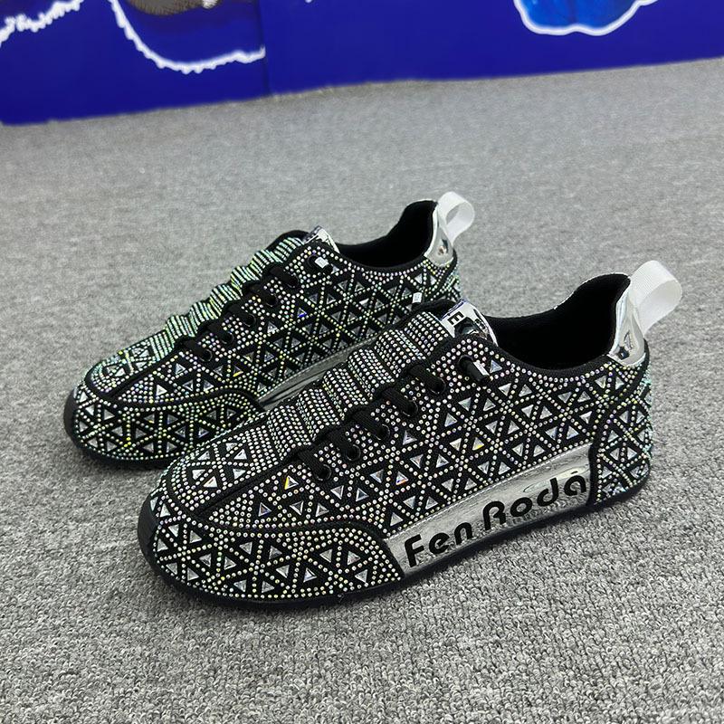 Trendy diamond shiny thick-soled non-slip slip-on men's sneakers