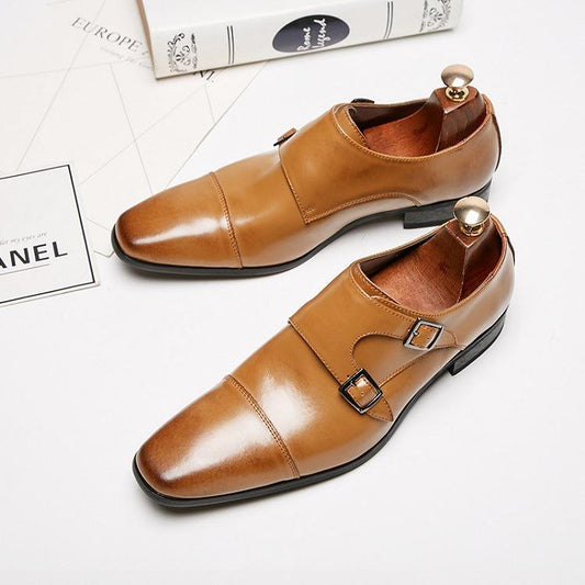 men's double monk formal shoes