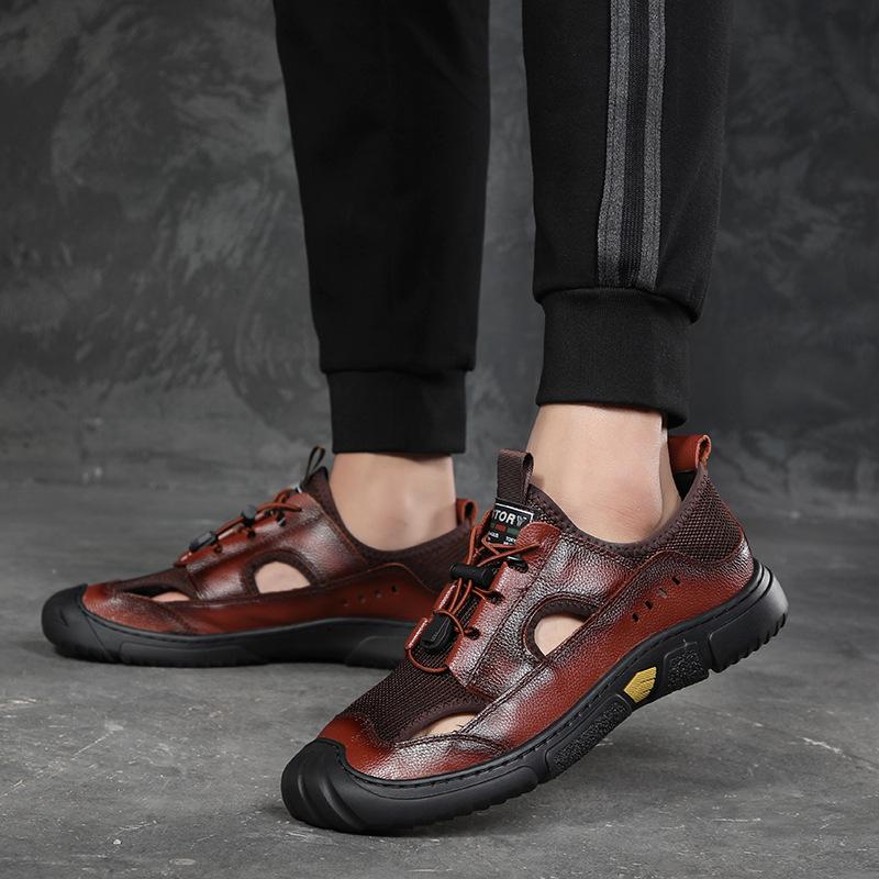 Summer men's beach non-slip casual breathable leather sandals