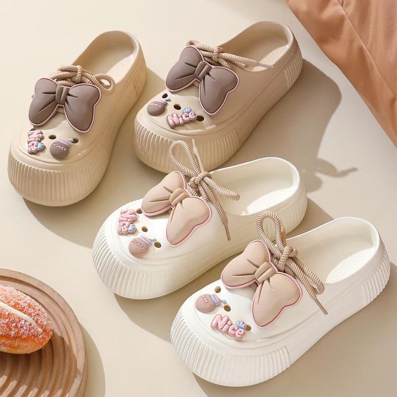 Stylish bow summer new thick-soled non-slip slippers