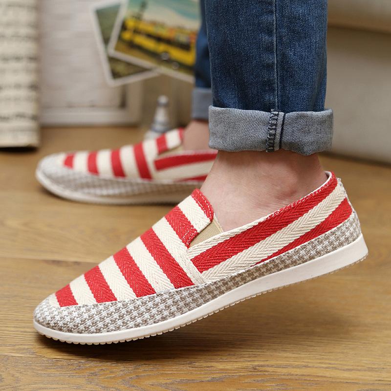 Trendy Striped New Casual Canvas Men's Shoes