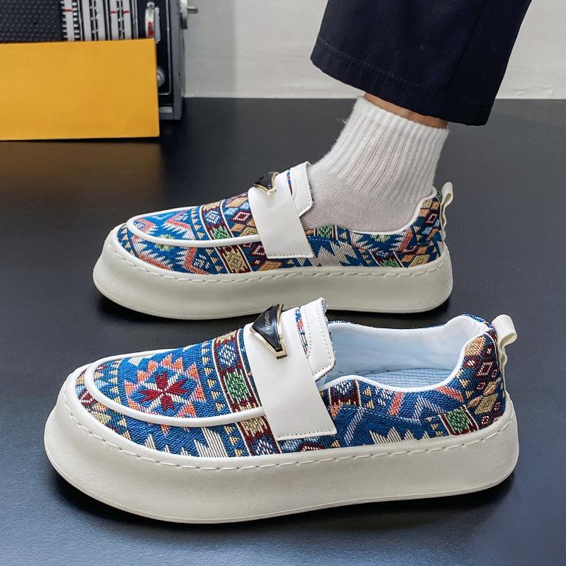 Trendy men's ethnic style thick-soled sneakers