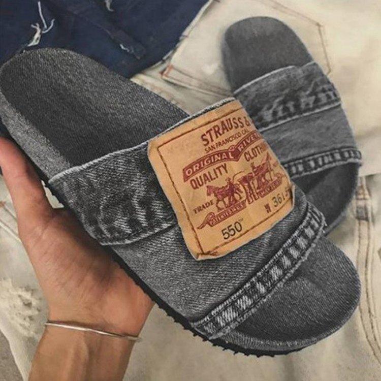 Trendy casual denim slippers