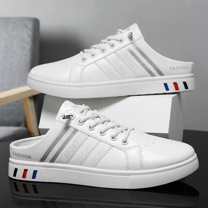 Trendy summer men's leather casual heelless sneakers