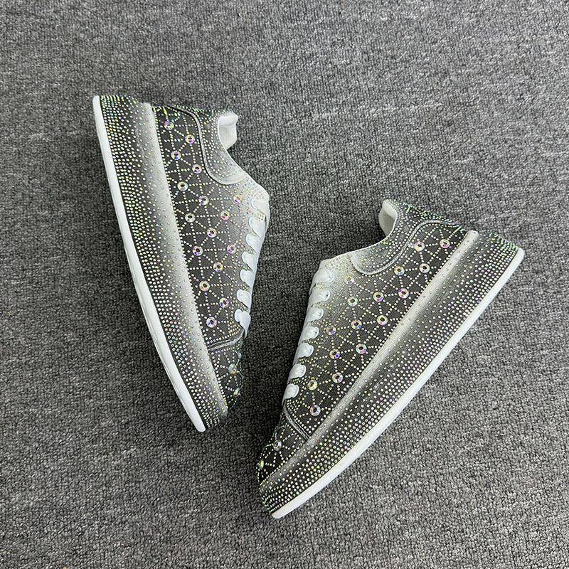 Trendy shiny colorful diamond thick-soled sneakers