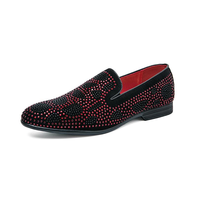 Stylish shiny rhinestone leather loafers