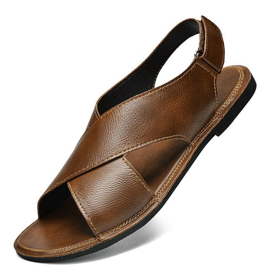 Summer leather beach men's casual versatile soft-soled sandals